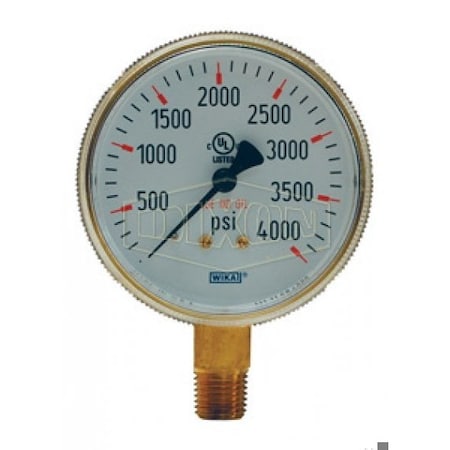 Dixon Welding Gauge, 0 to 400 psi, 1/4 in Connection, 2-1/2 in Dial, +/- 3-2-3 % GBRW400
